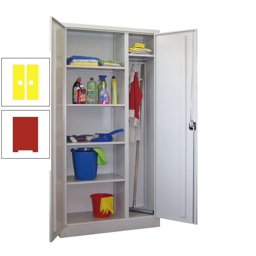 Putzschrank mit Trennwand - 1.950x1.000x400 mm (HxBxT) - Böden pulverbeschichtet - anthrazitgrau