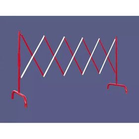 Scherensperre, Baustellenabsicherung, Stahl, mobil, ausziehbar, minimaler Platzbedarf, 4er-Pack, 1.000 x 3.000 mm (HxB), rot-weiß