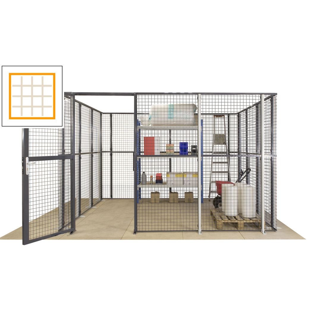 Maschinen Schutzgitter - Hallentrennwand - Sicherheitszaun - Tür - 72 m - 2.200 x 21.400 x 15.400 mm (HxBxT) - enzianblau