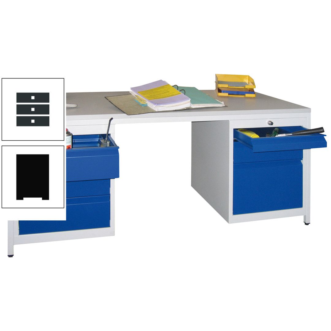Meisterschreibtisch - 6 Schubladen, 75 / 125 / 150 / 175 / 300 mm - 720 x 1.700 x 800 mm (HxBxT) - anthrazitgrau