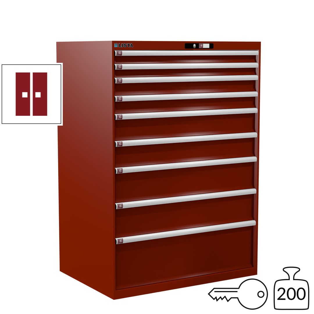 Lista Schubladenschrank - 12.550.010 - 1.450x1.023x725 mm (HxBxT) - 9 Schubladen - 200 kg - Key Lock - lichtblau (RAL 5012)