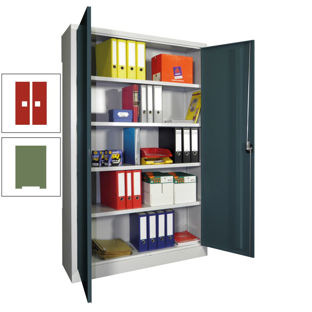 Aktenschrank - Vollblechtüren - 1.950x1.200x400 mm (HxBxT) - 4 Einlegeböden verzinkt - Zylinderschloss - anthrazitgrau