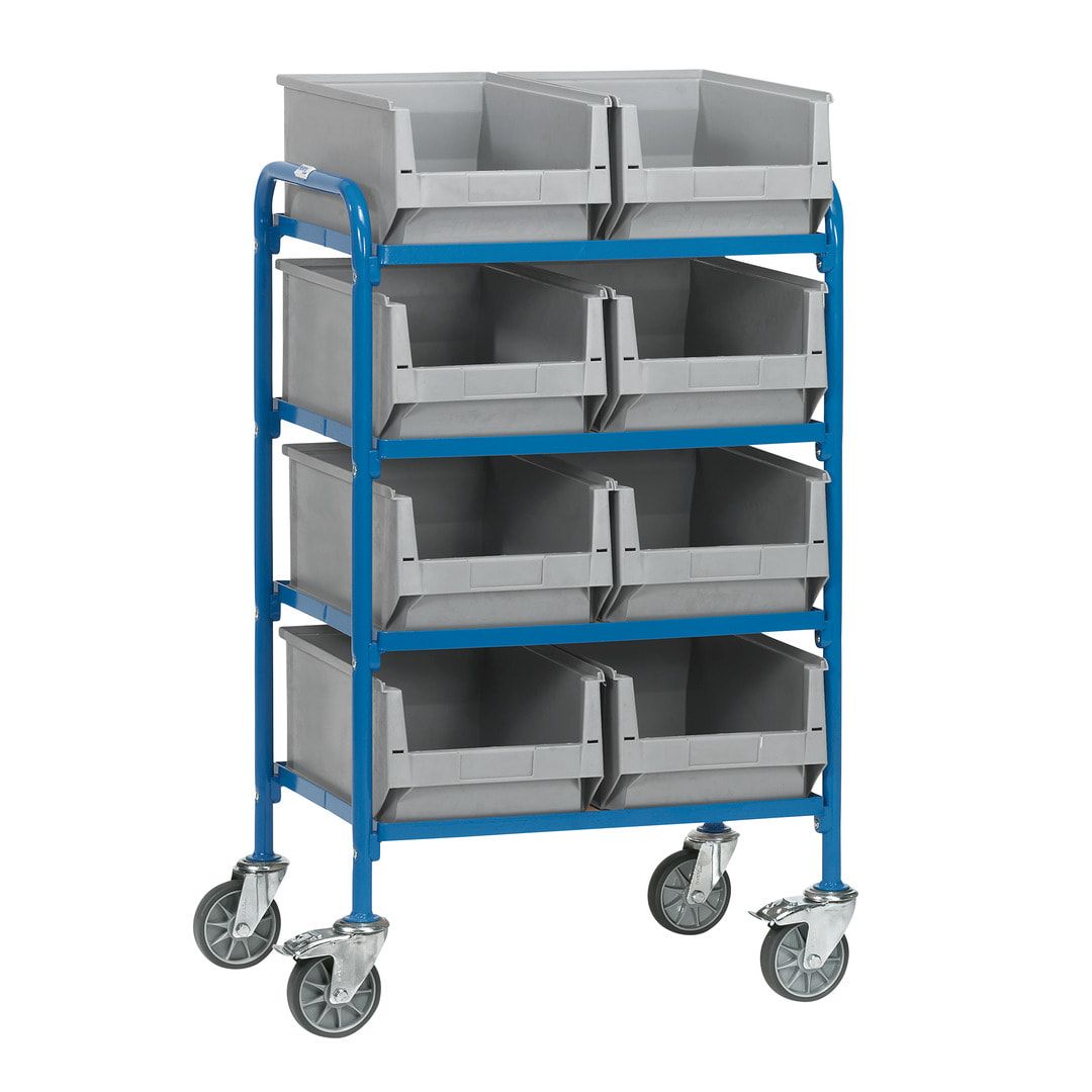 Fetra - Etagenwagen für 8 Sichtlagerkästen - 1.130 x 513 x 740 mm (HxBxT)