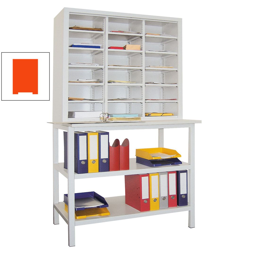 Sortierstation mit Tisch - Dokumentenregal - Ordnungsregal - Fächerregal - 18 Fächer - Postverteiler - 1.950 x 1.000 x 600 mm (HxBxT) - anthrazitgrau