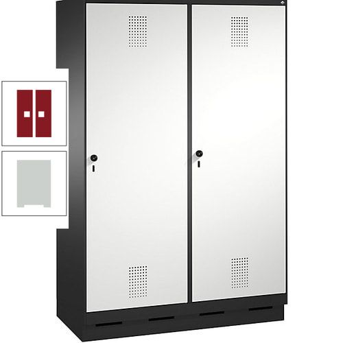 Doppel-Spind, Garderobenschrank, 2 Türen für 4 Abteile a 300 mm, Korpus anthrazitgrau, Türen anthrazitgrau, 1.800 x 1.200 x 500 mm (HxBxT)