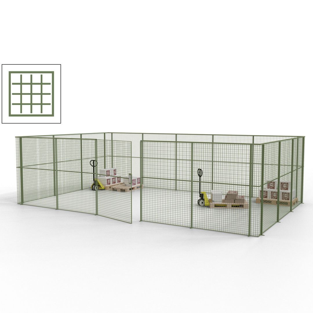 Maschinen Schutzgitter - Hallentrennwand - Sicherheitszaun - Tür - 22 m - 2.200 x 7.900 x 4.900 mm (HxBxT) - enzianblau