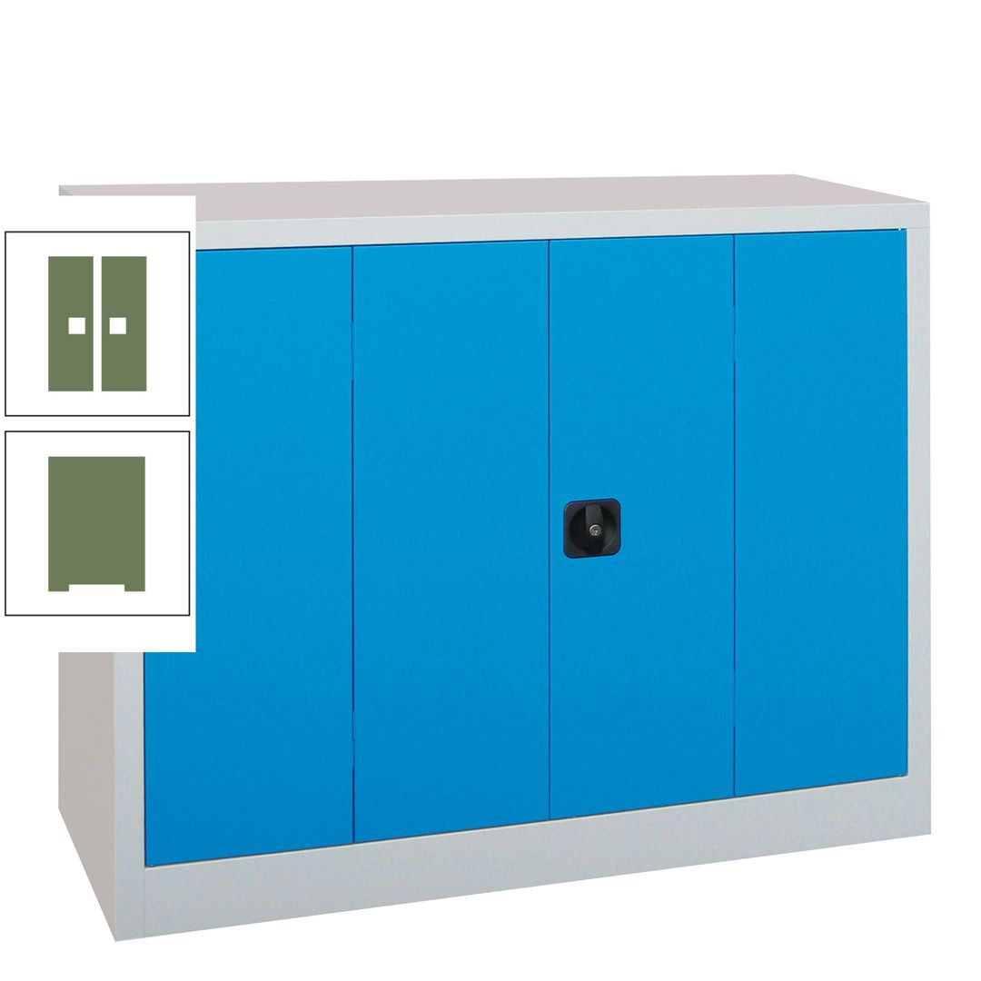 Falttürenschrank - 1.000x1.200x400 mm (HxBxT) - 2 Einlegeböden, gepulvert - Zylinderschloss - anthrazitgrau