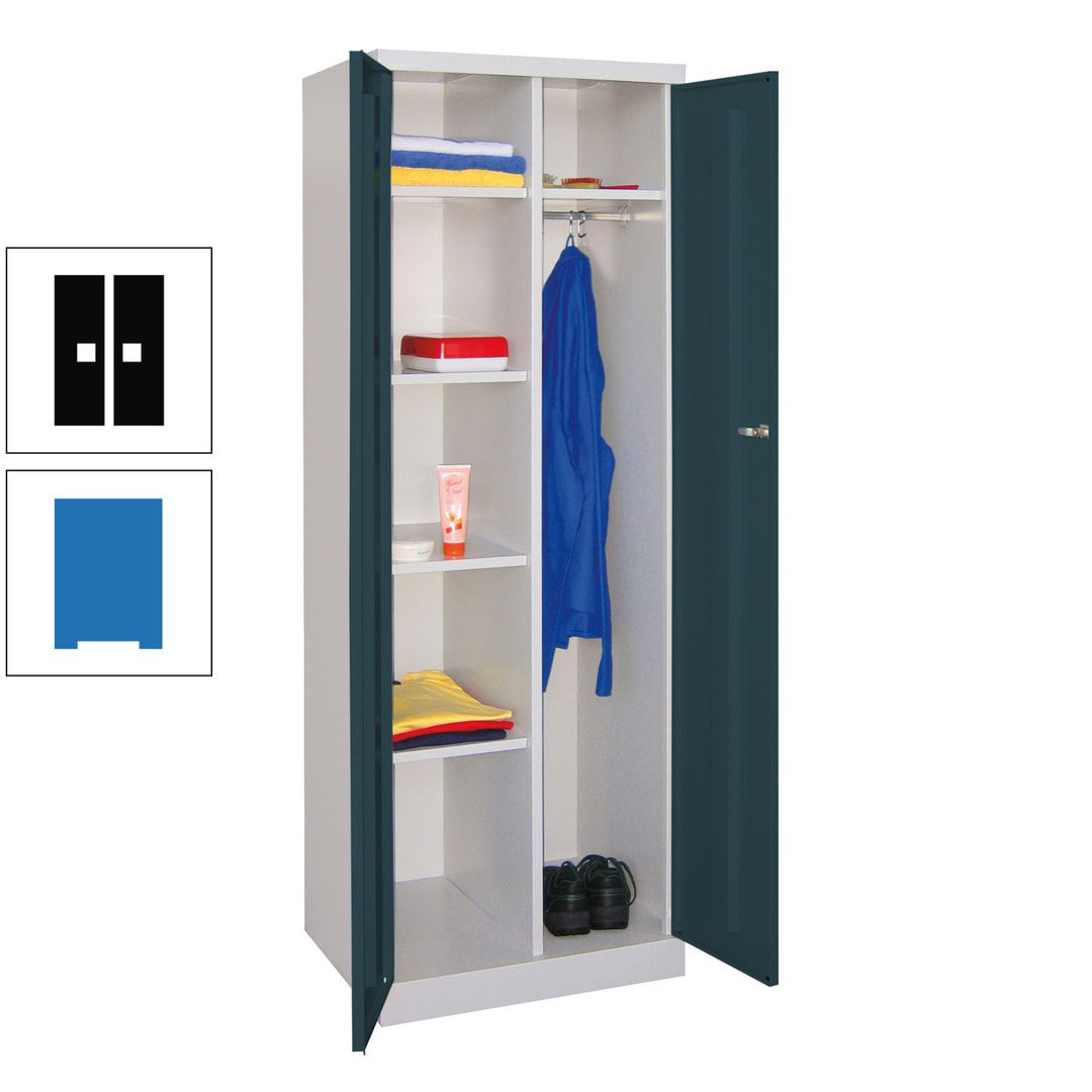 Kleiderschrank mit Sockel - Spind - 1 Abteil mit Trennwand - 1.800x600x500 mm (HxBxT) - Zylinderschloss - anthrazitgrau