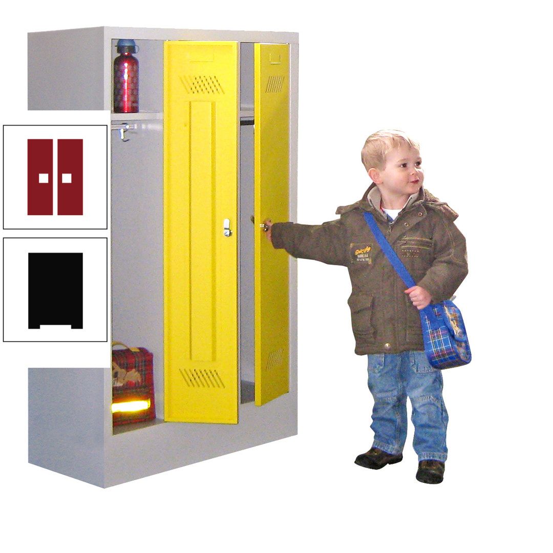 Spindschrank f. Kindergärten - mit Sockel - Höhe 1.300 mm - 2 Abteile a 250 mm - Drehriegel - anthrazitgrau