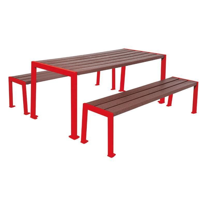 Sitzgarnitur aus Stahl und Kunststoff - verzinkt und beschichtet - 750 x 1.800 x 798 mm (HxBxT) - Farbe enzianblau