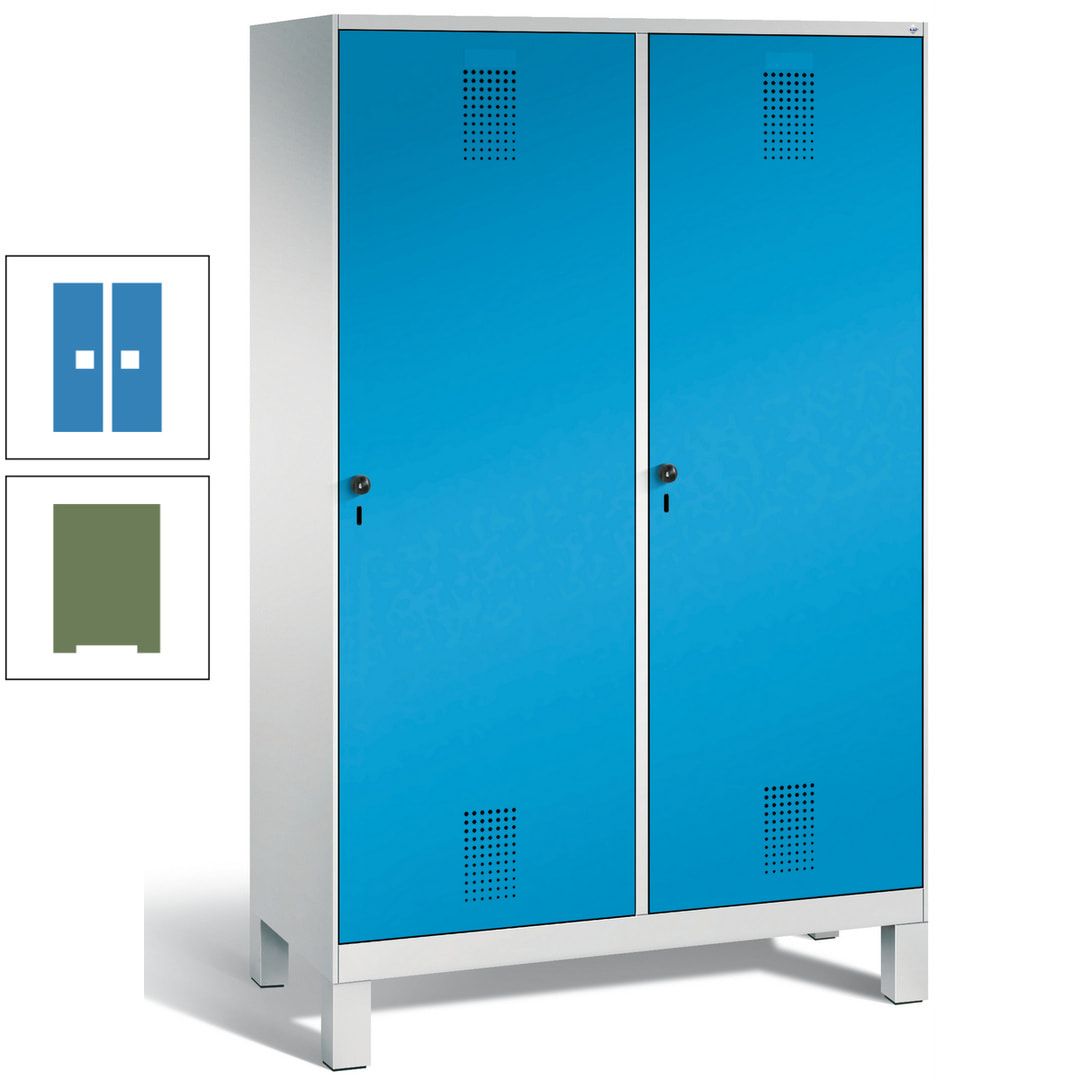 Doppel-Spind, Garderobenschrank, 2 Türen für 4 Abteile a 300 mm, Korpus anthrazitgrau, Türen anthrazitgrau, 1.850 x 1.200 x 500 mm (HxBxT)