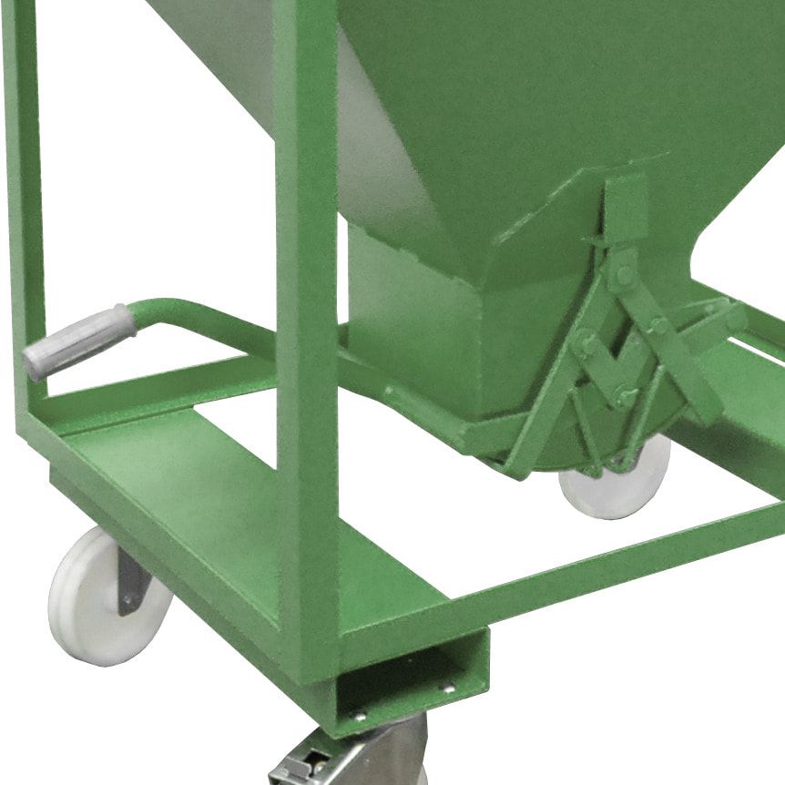 Silobehälter - 375 l - rollbar mit Einfahrtaschen und Schieber mit Dichtung - 1.300 x 1.115 x 780 mm - feuerrot (RAL 3000)