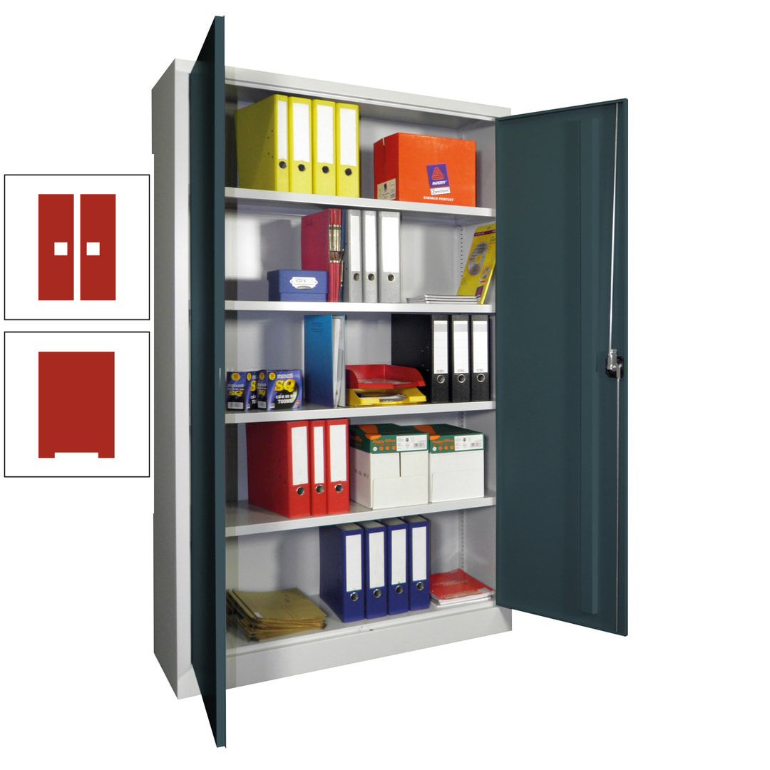 Aktenschrank - Vollblechtüren - 1.950x1.200x400 mm (HxBxT) - 4 Einlegeböden verzinkt - Zylinderschloss - anthrazitgrau