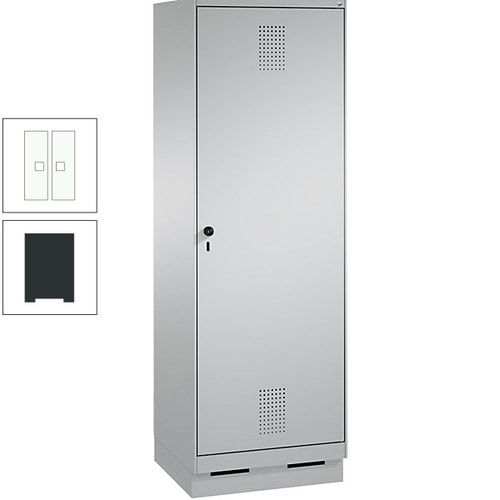 Doppel-Spind, Garderobenschrank, 1 Tür für 2 Abteile a 300 mm, Korpus anthrazitgrau, Türen anthrazitgrau, 1.800 x 600 x 500 mm (HxBxT)