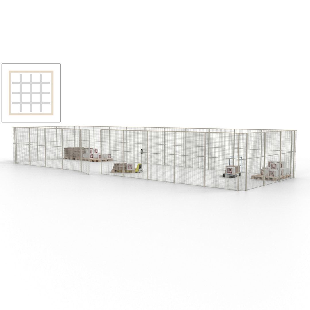 Maschinen Schutzgitter - Hallentrennwand - Sicherheitszaun - Tür - 39 m - 2.200 x 15.400 x 4.900 mm (HxBxT) - enzianblau