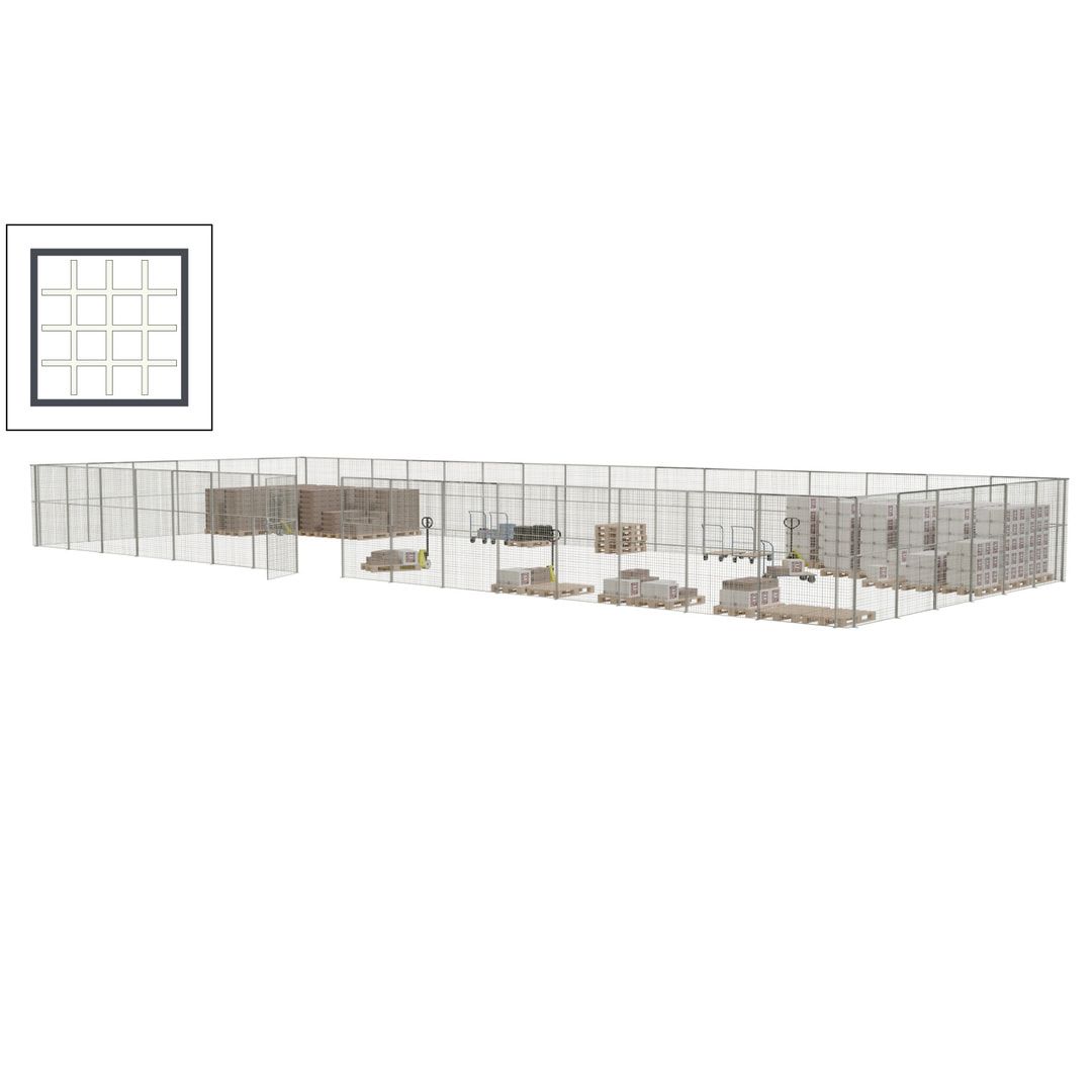 Maschinen Schutzgitter - Hallentrennwand - Sicherheitszaun - Tür - 66 m - 2.200 x 24.400 x 9.400 mm (HxBxT) - enzianblau