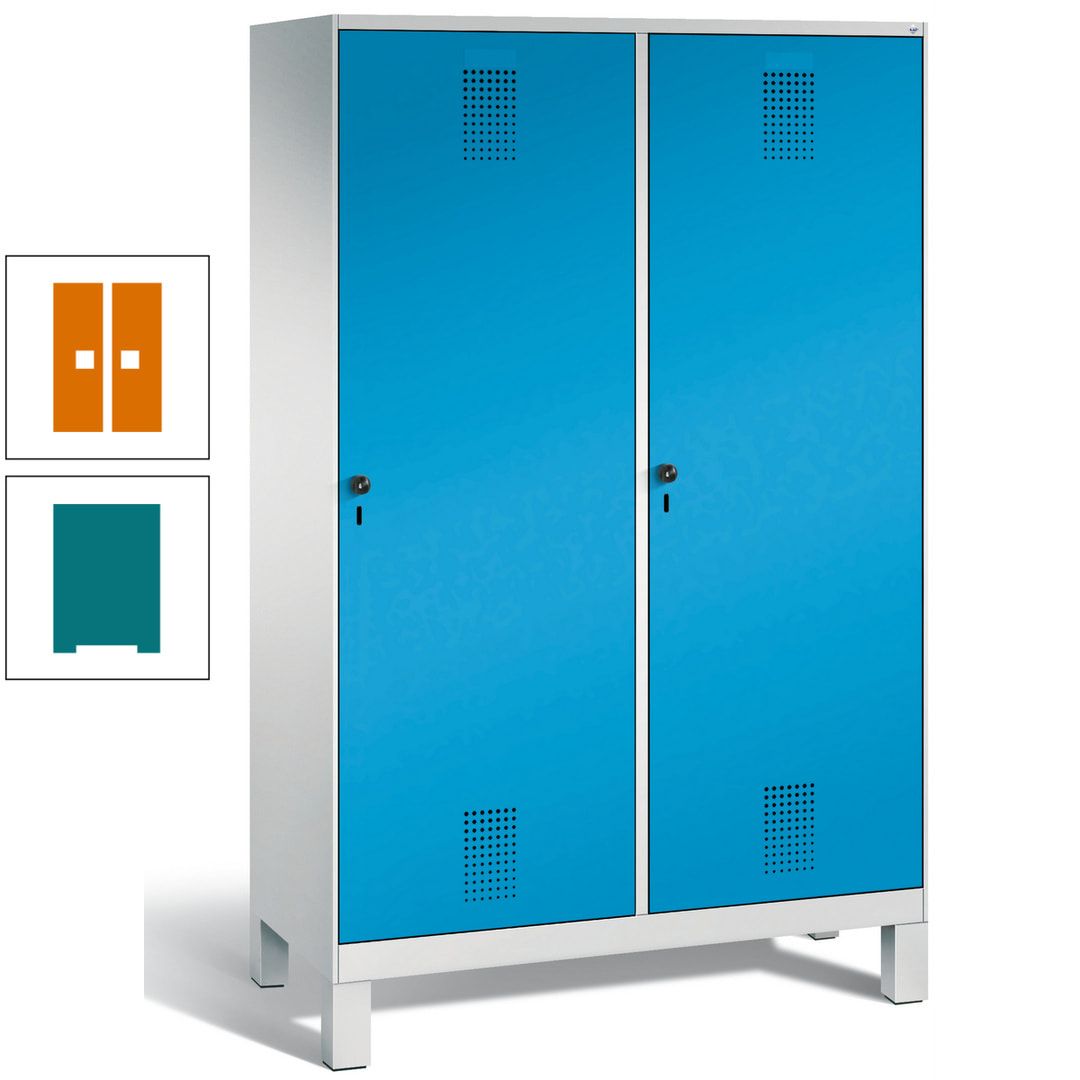 Doppel-Spind, Garderobenschrank, 2 Türen für 4 Abteile a 300 mm, Korpus anthrazitgrau, Türen anthrazitgrau, 1.850 x 1.200 x 500 mm (HxBxT)