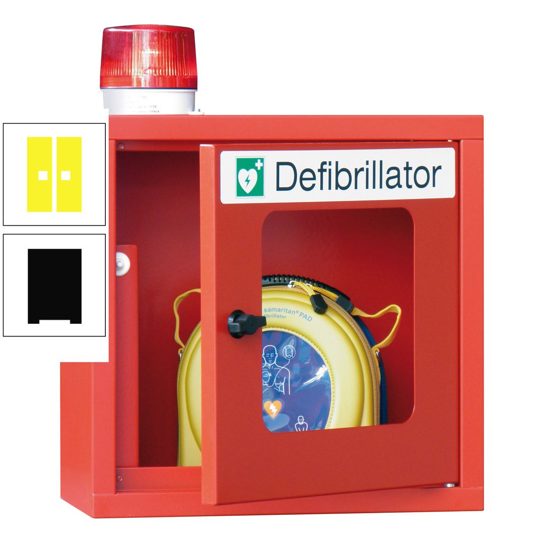 Defibrillatorenschrank mit akustischem und optischem Alarm - 490 x 400 x 200 mm (HxBxT) - Sichtfenster - anthrazitgrau