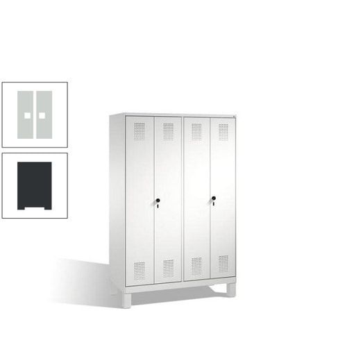 Doppel-Spind, Doppeltüren, Garderobenschrank mit Füßen, 4 Abteile a 300 mm, Korpus anthrazitgrau, Tür anthrazitgrau, 1.850 x 1.200 x 500 mm (HxBxT)