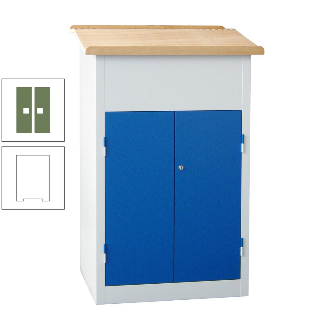 Stehpult mit Schrank - Vollblechtür - Zylinderschloss - 2 Böden - 1.200 x 700 x 600 mm (HxBxT) - anthrazitgrau