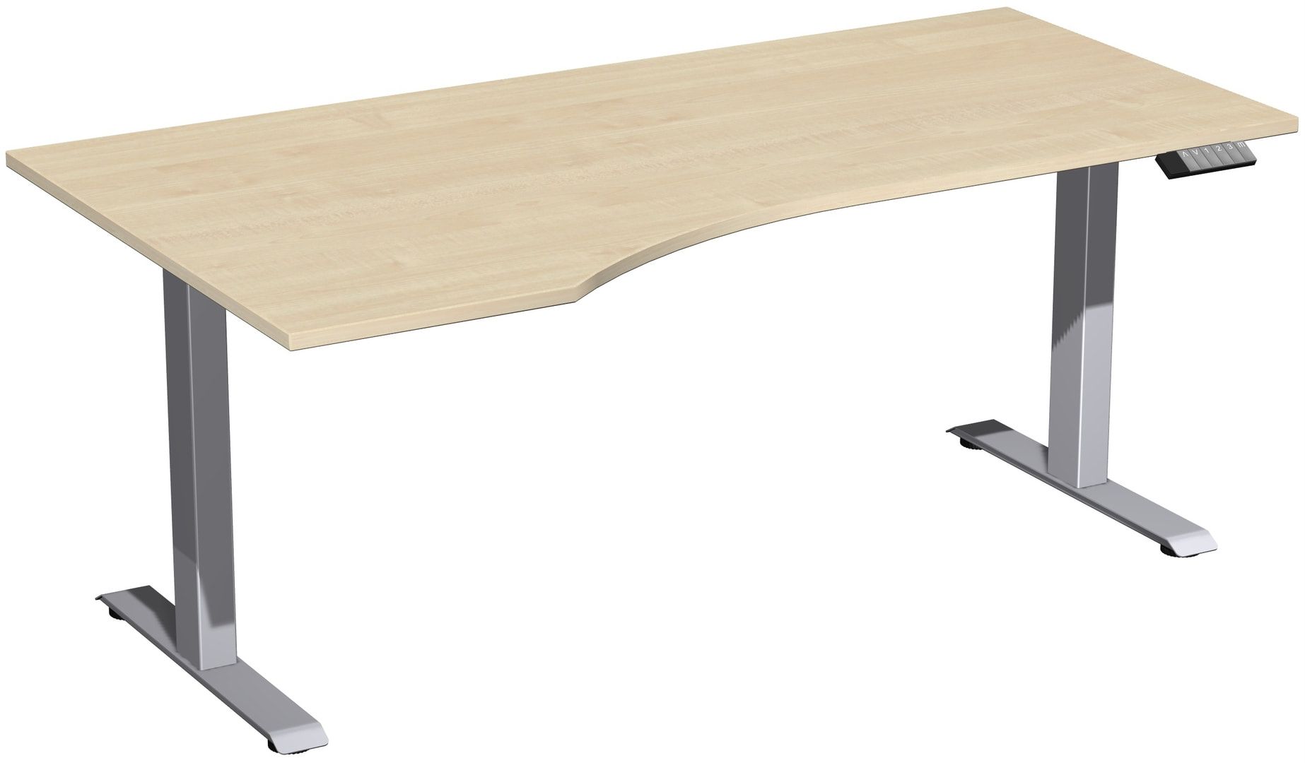 Eckschreibtisch, Ecke links, Elevate Basic, elektronisch höhenverstellbar, 730 - 1.230 x 1.800 x 1.000 mm (HxBxT), Gestell anthrazit, Dekor Ahorn