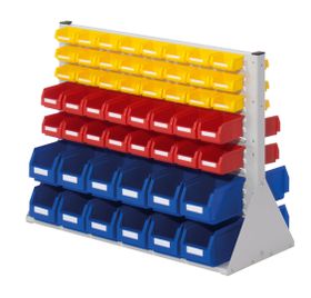 Stationäre Regalwand - Schlitzwand für Sichtlagerkästen - beidseitig - mit oder ohne Bestückung - 760 x 1.000 x 430 mm (HxBxT)