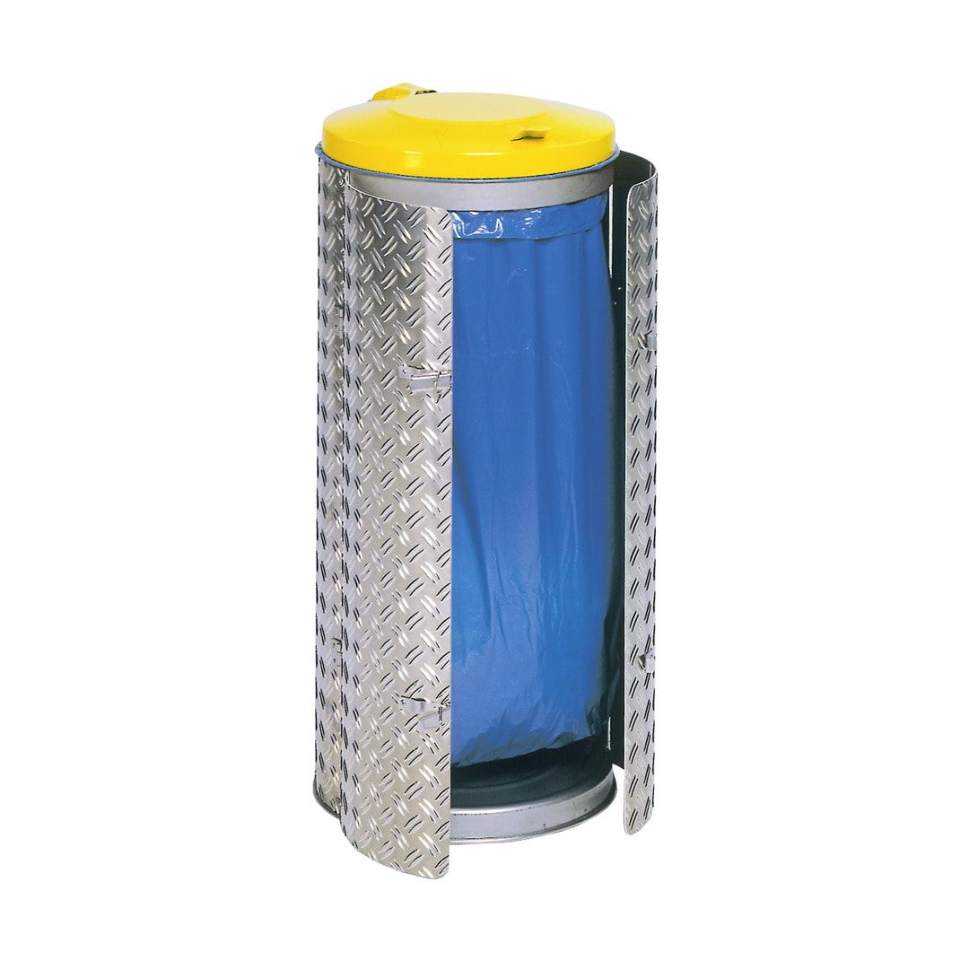 Abfallbehälter aus Edelstahl u. Alu-Duett-Blech - Inh. 120 l - Deckelfarbe blau