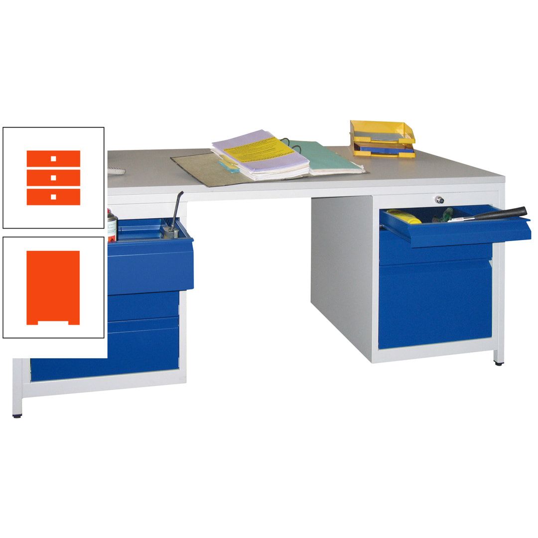 Meisterschreibtisch - 6 Schubladen, 75 / 125 / 150 / 175 / 300 mm - 720 x 1.700 x 800 mm (HxBxT) - anthrazitgrau