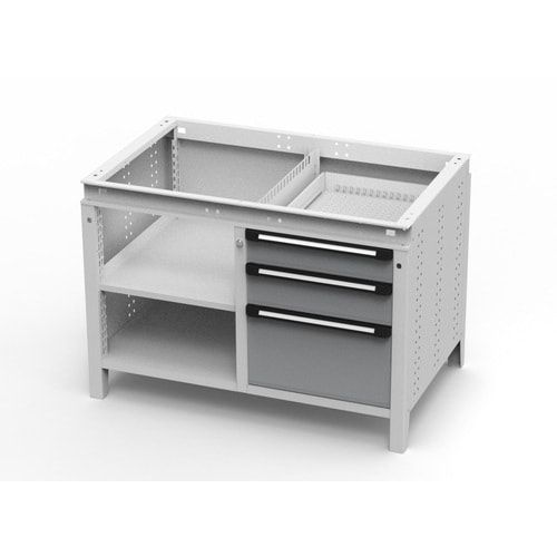 OTTOKIND Werkbank - bündige Arbeitsplatte - 850 x 1.150 x 750 mm (HxBxT) - 3 Schubladen - 2 Ablageböden - lichtgrau