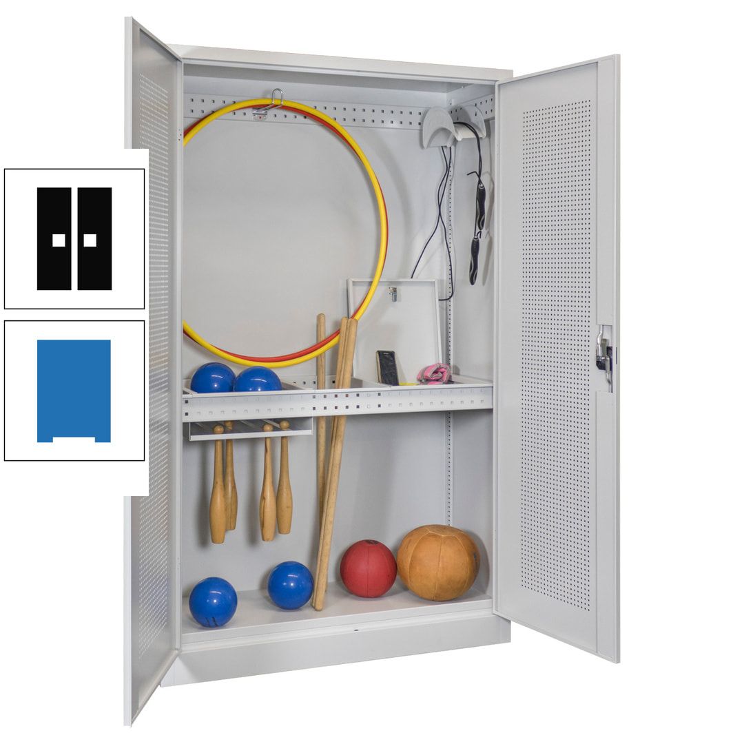 Sportschrank - Lochfeldtüren - Variante 1 - 1.950x1.200x500 mm (HxBxT) - anthrazitgrau