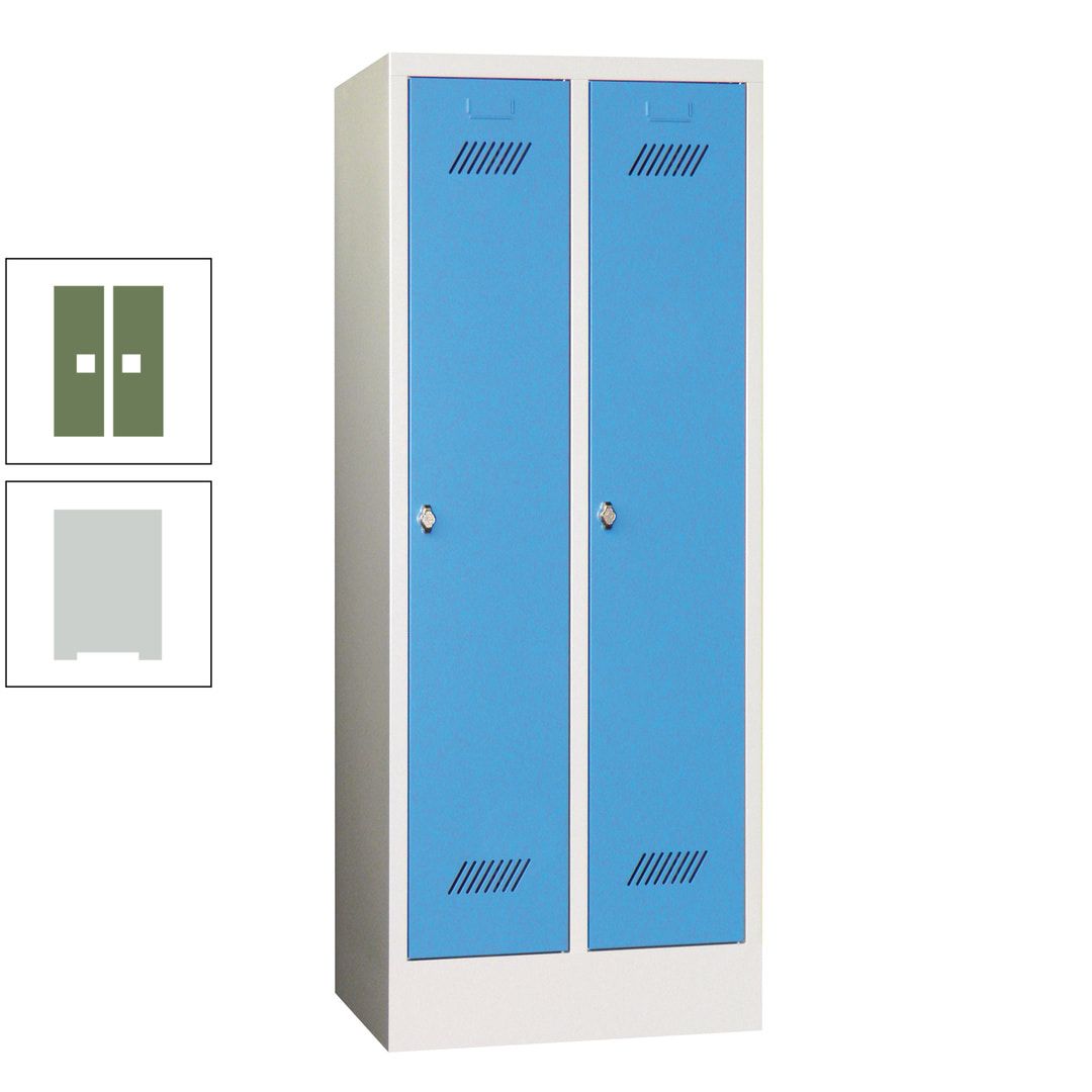 Spindschrank f. Schulen - mit Sockel - Höhe 1.600 mm - 2 Abteile a 300 mm - Drehriegel - anthrazitgrau
