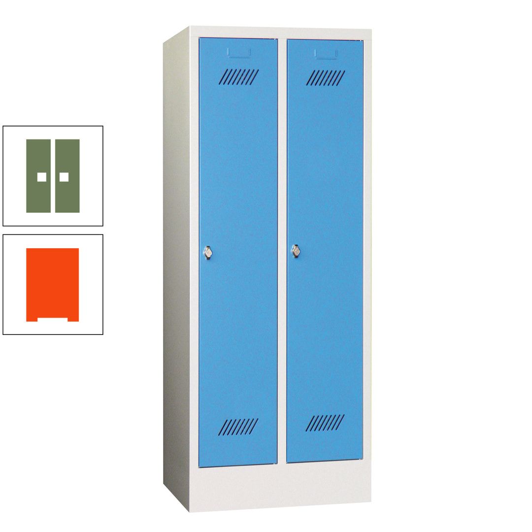 Spindschrank f. Schulen - mit Sockel - Höhe 1.600 mm - 2 Abteile a 300 mm - Drehriegel - anthrazitgrau