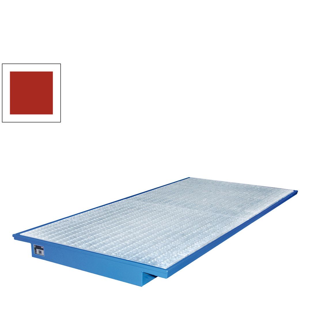 BAUER Einhänge-Regalwanne für Palettenregale mit Gitterrost - (BxT) 1.750 x 1.250 mm - Volumen 200 l - feuerrot