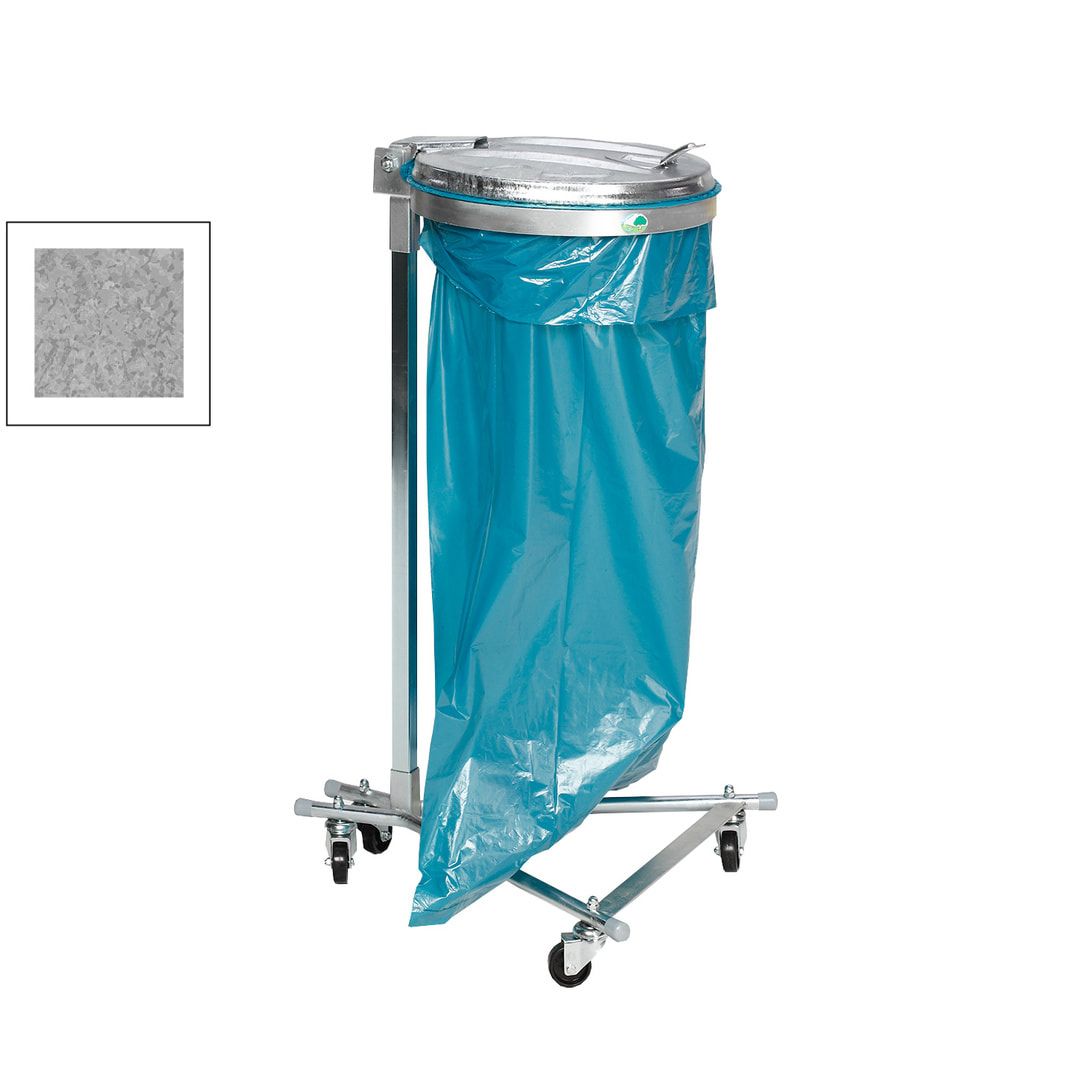 Müllsackhalter zur Wandmontage - für einen 120 l Sack - 400 x 510 mm (BxT) - enzianblau - Deckel Feuerverzinkt