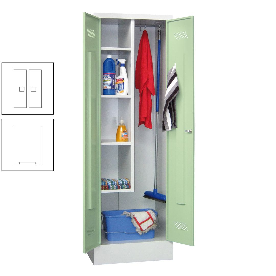 Putzschrank mit Sockel - 1 Abteil mit Trennwand - 1.850x600x500 mm (HxBxT) - Drehriegel - anthrazitgrau