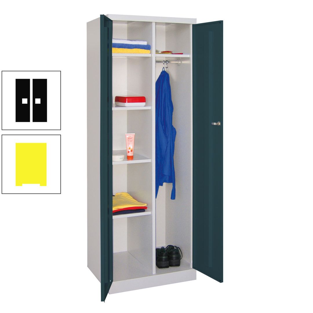 Kleiderschrank mit Sockel - Spind - 1 Abteil mit Trennwand - 1.800x600x500 mm (HxBxT) - Zylinderschloss - anthrazitgrau
