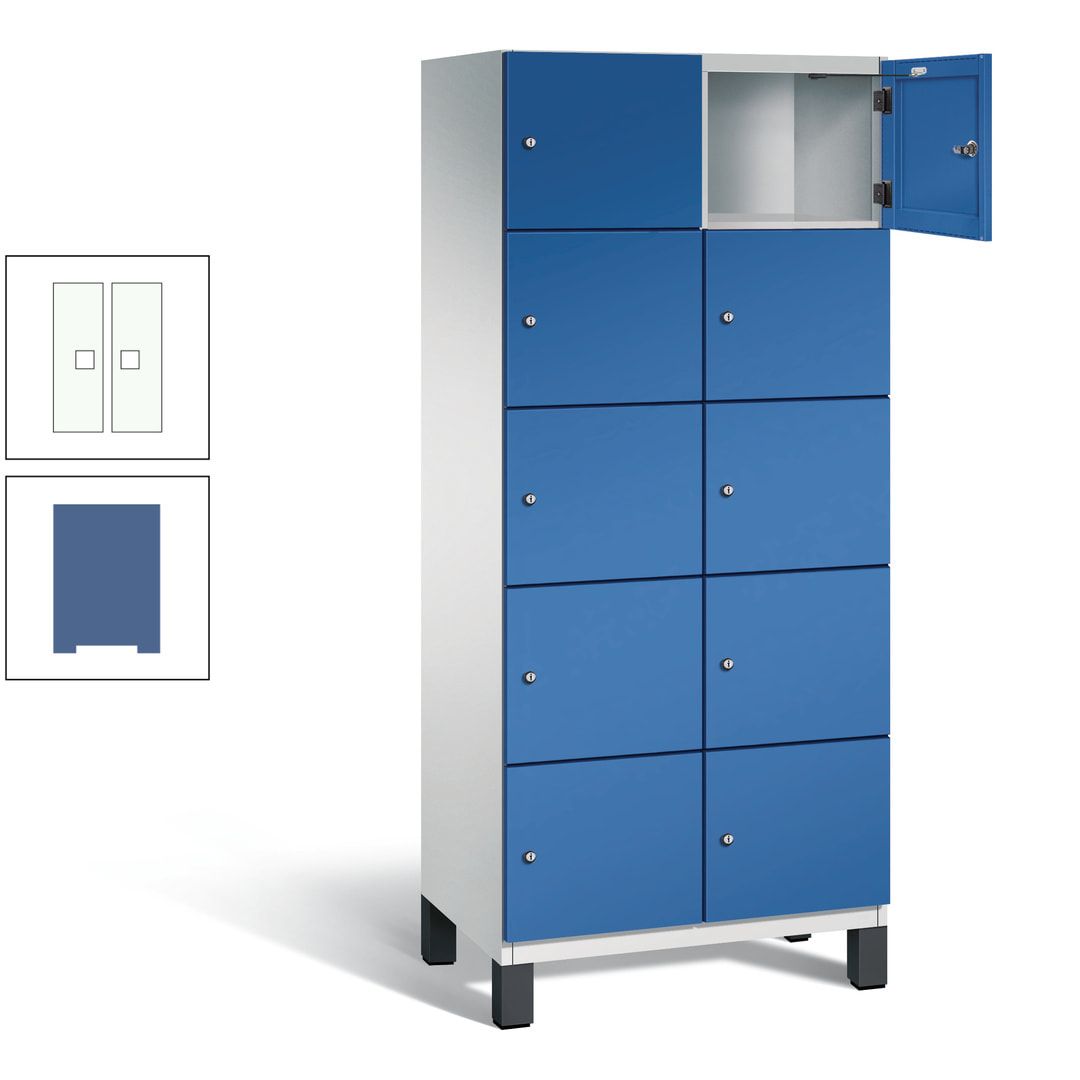 Fächerschrank, Stahlschrank, 10 Fächer, Türöffnungsbegrenzer, Füße, 1.980 x 800 x 525 mm (HxBxT), Korpus anthrazitgrau, Front anthrazitgrau