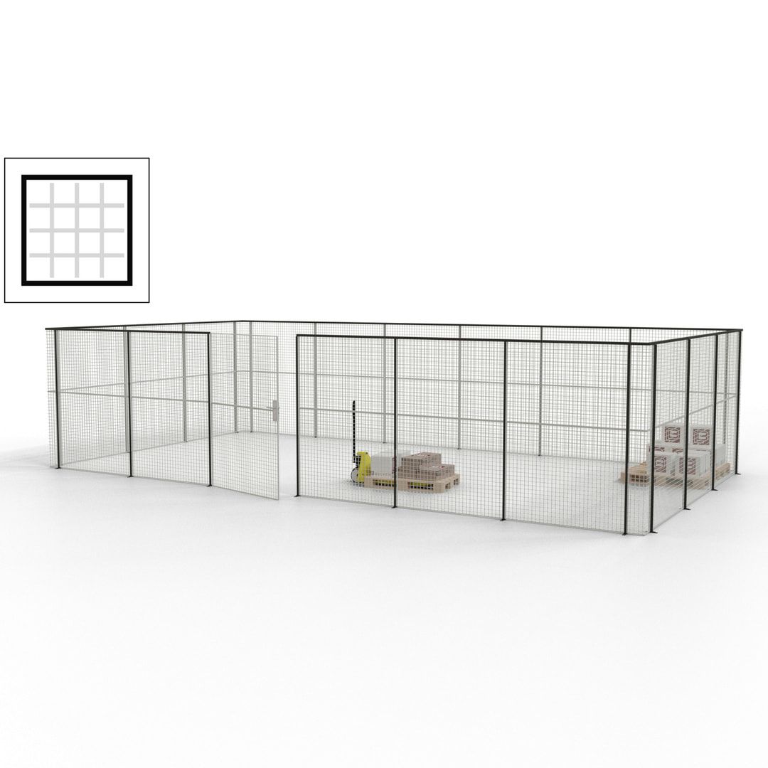 Maschinen Schutzgitter - Hallentrennwand - Sicherheitszaun - Tür - 27 m - 2.200 x 9.400 x 4.900 mm (HxBxT) - enzianblau