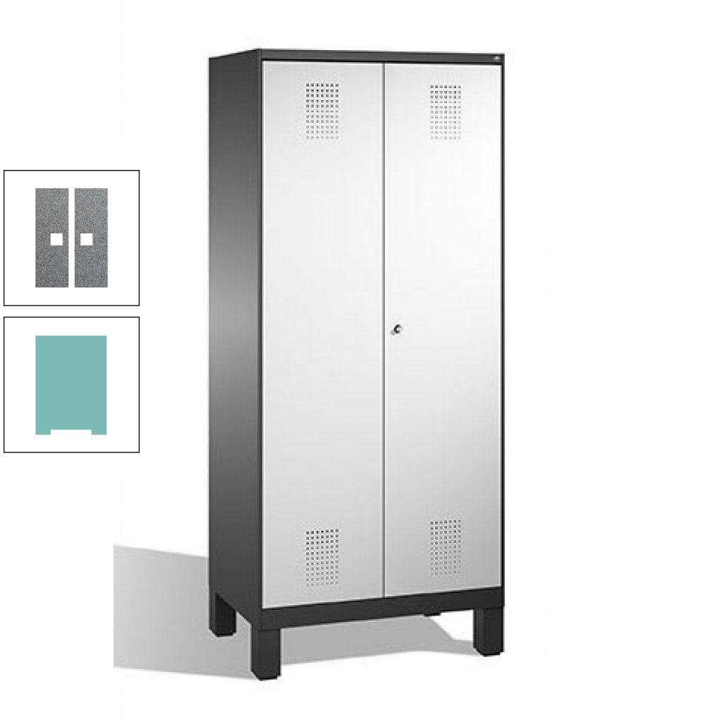 Mehrzweckschrank, Doppeltüren, auf Füßen, 2 Abteile a 400 mm, Korpus anthrazitgrau, Tür anthrazitgrau, 1.850 x 800 x 500 mm (HxBxT)