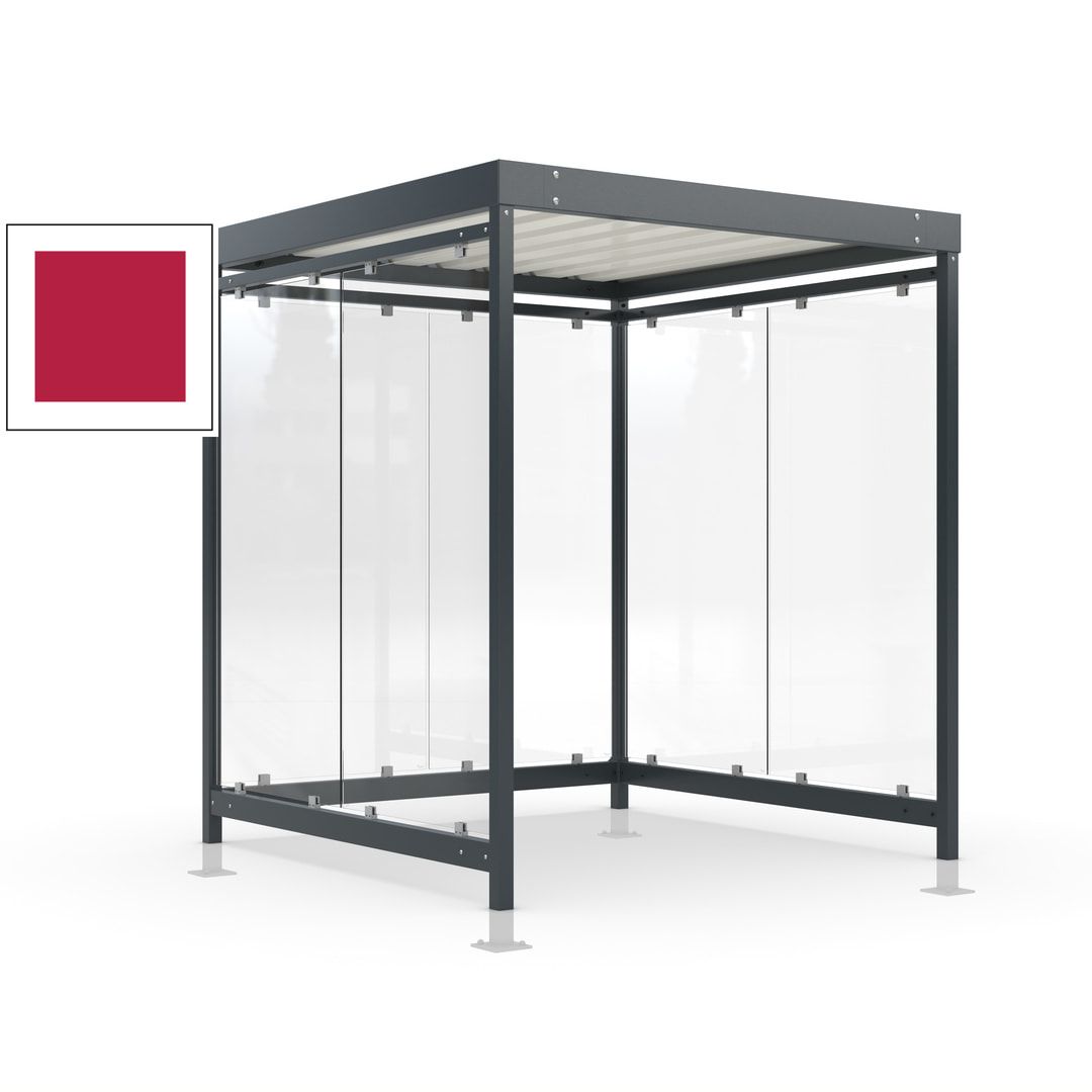 Raucherunterstand, Bushaltestelle, Bausatz, mit Überpflasterung, 6-7 Personen, 6 Wände, 2.440 x 2.165 x 2.165 mm (HxBxT), Achatgrau