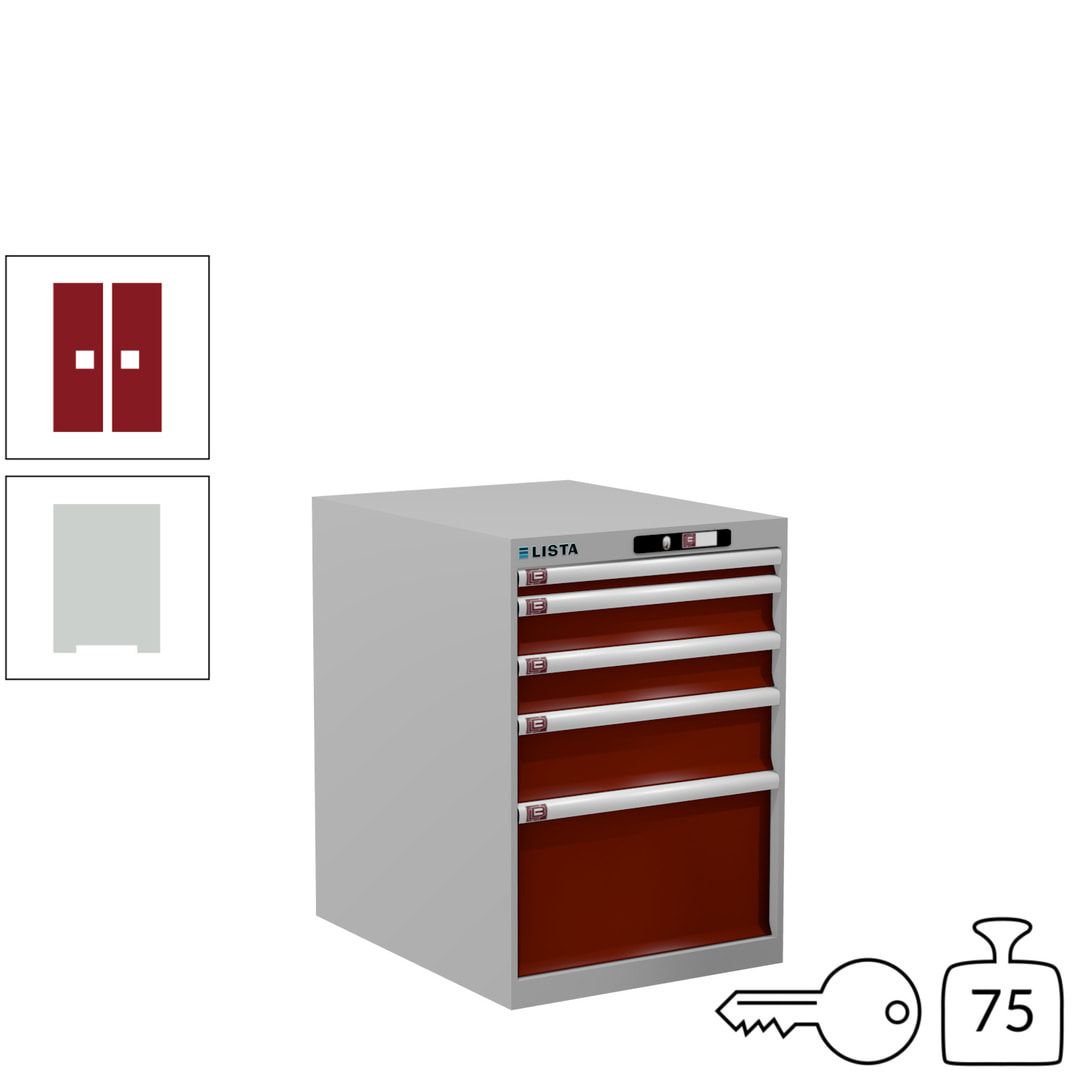 Lista Schubladenschrank - 14.368.010 - 800x564x725 mm (HxBxT) - 5 Schubladen - 75 kg - Key Lock - lichtblau (RAL 5012)
