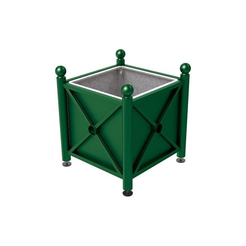 Pflanzbehälter, Stahlblech feuerverzinkt, verstellbare Füße, Innenfach feuerverzinkt, Kopf Agora, 750 x 800 x 800 mm (HxBxT), enzianblau