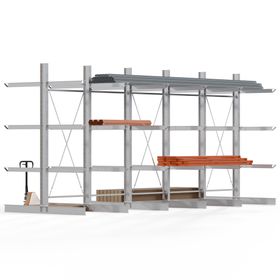 Doppelseitiges Kragarmregal feuerverzinkt, für außen - Felder wählbar - 3.500 x 2.580 mm (HxT) - Feldbreite 1.500 mm - 800 kg - Ständerlast 1.950 kg