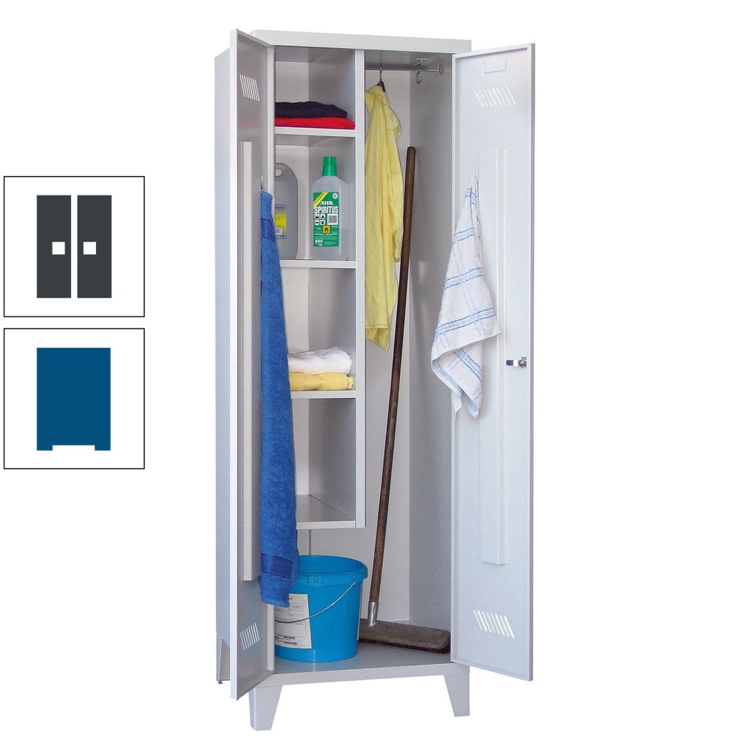 Putzschrank mit Füßen - 1 Abteil mit Trennwand - 1.850x600x500 mm (HxBxT) - Drehriegel - anthrazitgrau