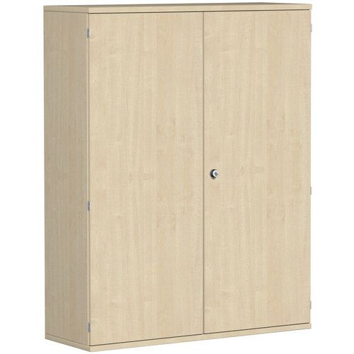 Flügeltürenschrank, Holztüren, 4 Ordnerhöhen, 3 Dekor-Einlegeböden, 1.536 x 1.000 x 425 mm (HxBxT), Frontfarbe Ahorn, Korpusfarbe Ahorn