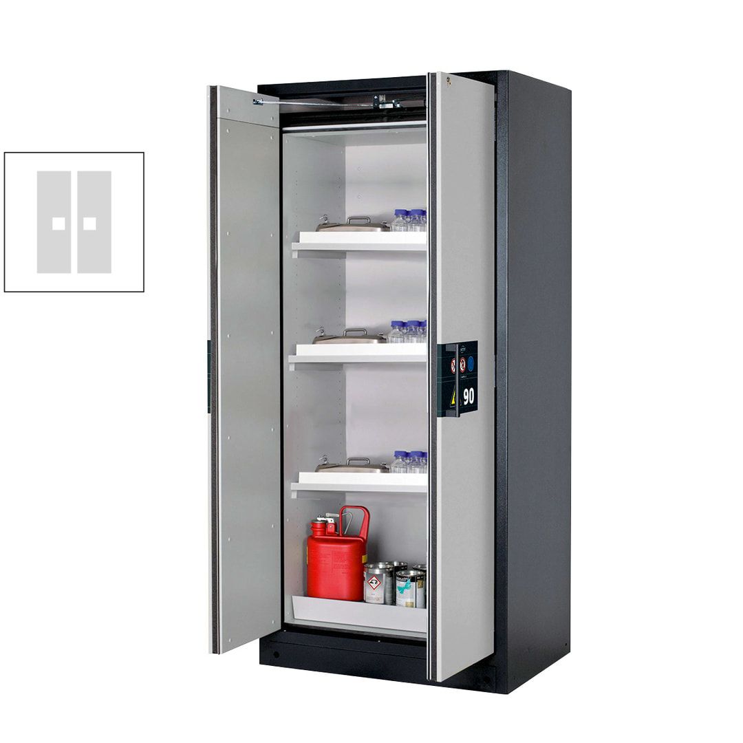 Gefahrstoffschrank - 1.953x893x615 mm - 3 Wannenböden PP - Front enzianblau
