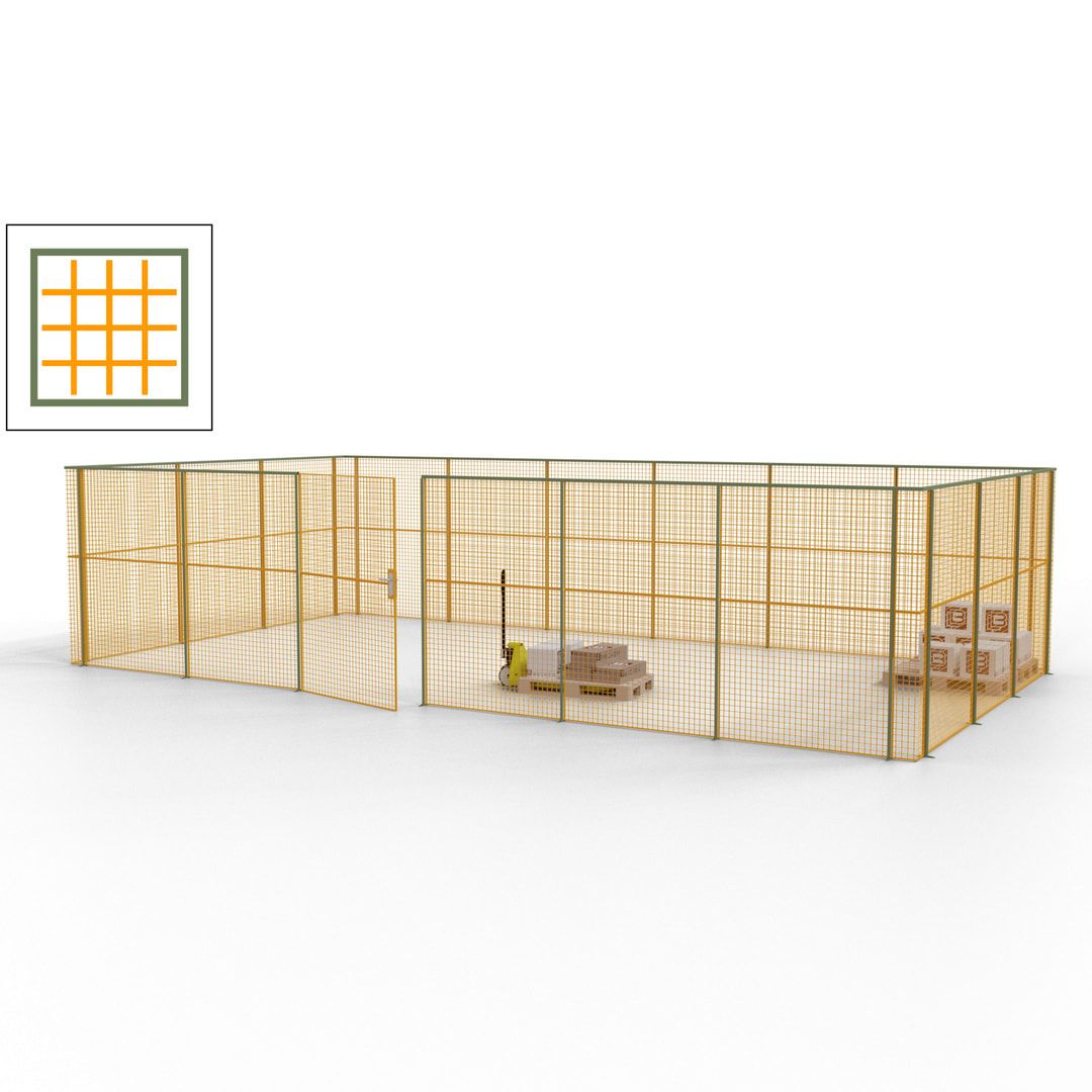 Maschinen Schutzgitter - Hallentrennwand - Sicherheitszaun - Tür - 27 m - 2.200 x 9.400 x 4.900 mm (HxBxT) - enzianblau