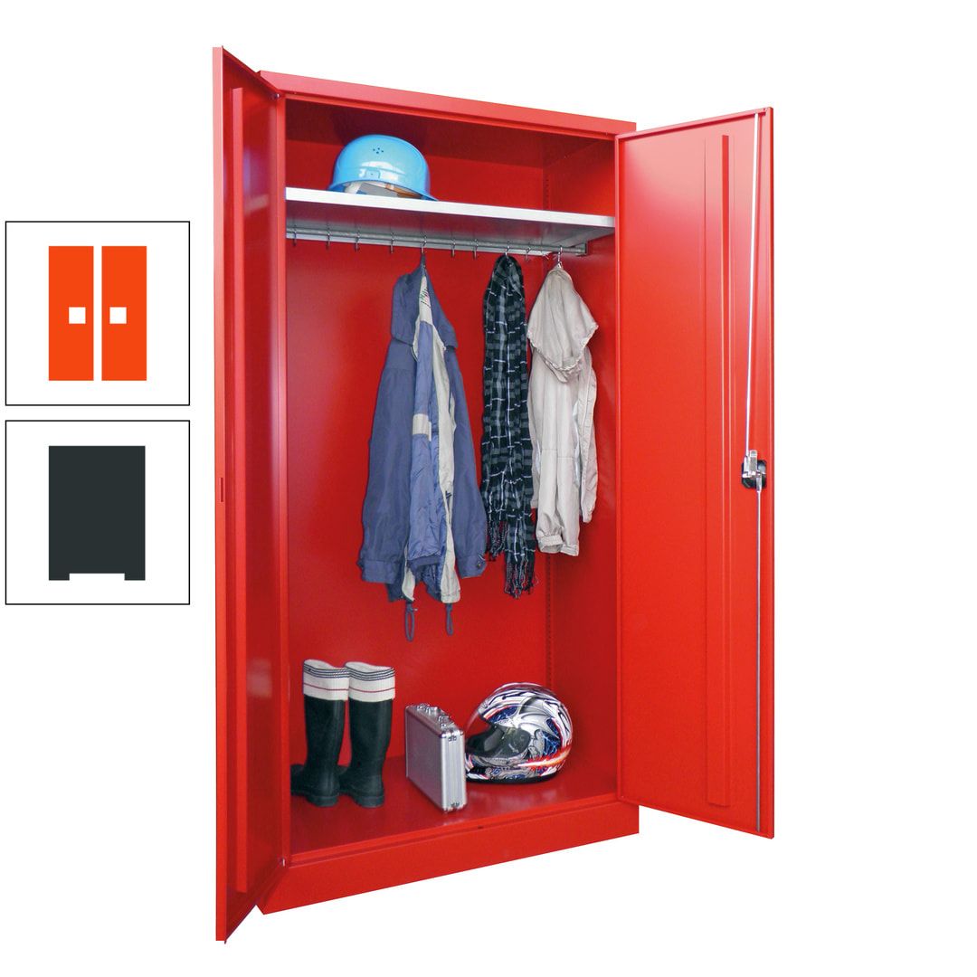 Garderobenschrank - 1.950x1.000x500 mm (HxBxT) - Hutboden, pulverbeschichtet - anthrazitgrau