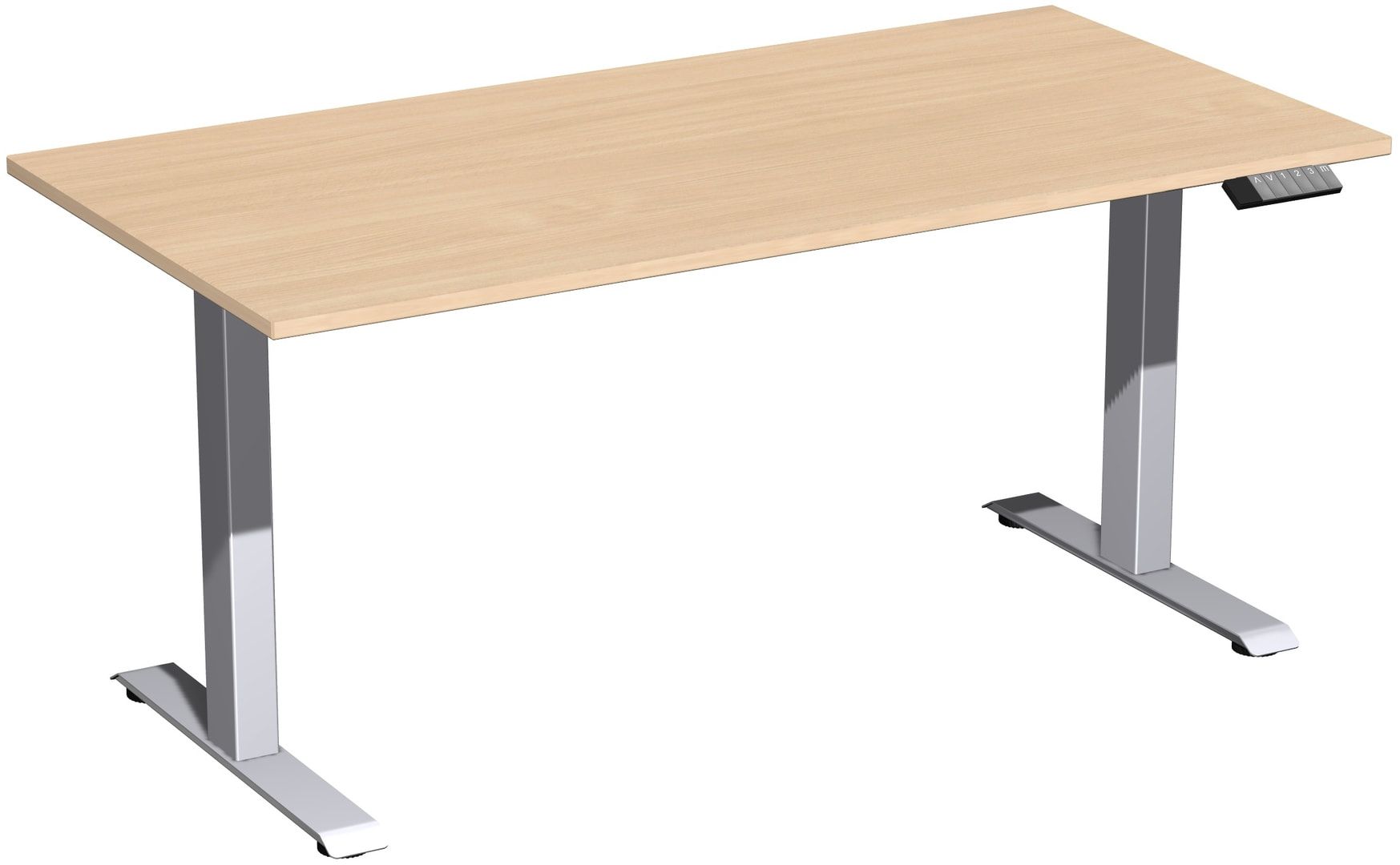 Schreibtisch, Elevate Basic, elektronisch höhenverstellbar, 730 - 1.230 x 1.200 x 800 mm (HxBxT), Gestell anthrazit, Dekor Ahorn