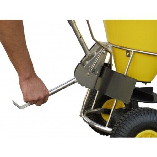 Robuster Streuwagen für Winterdienst und Gartenbau - 6 Streustufen - bis 4 m Streubreite - Volumen 50 l - luftbereift - Edelstahl/Composite